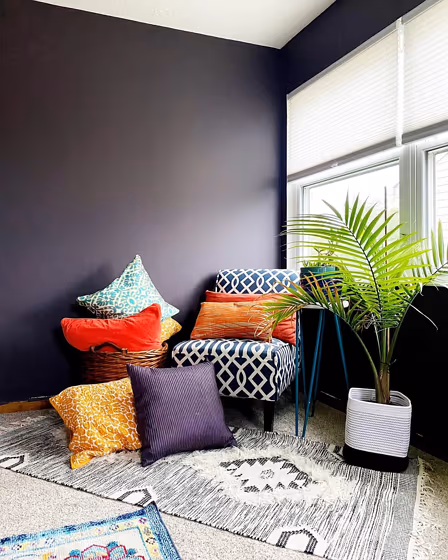 Sherwin Williams Plum Brown cozy living room color review