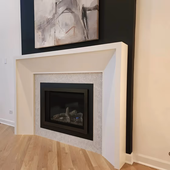 Behr Polar Bear 75 living room fireplace