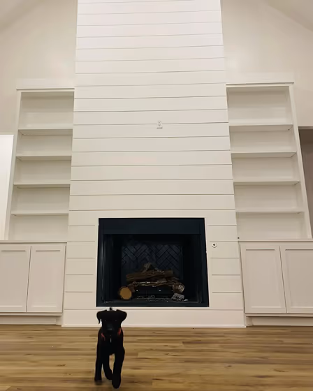 Behr Polar Bear 75 living room fireplace