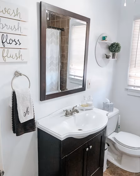 Bathroom painted white Behr Polar Bear color