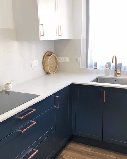 RAL Classic Grey Blue RAL 5008 kitchen cabinets