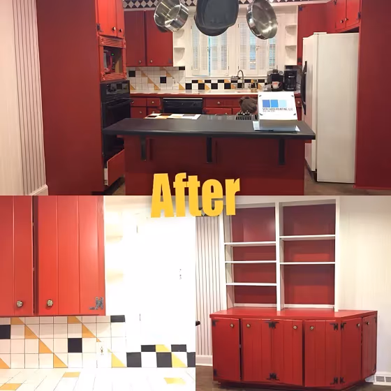 Sherwin Williams Real Red kitchen cabinets color
