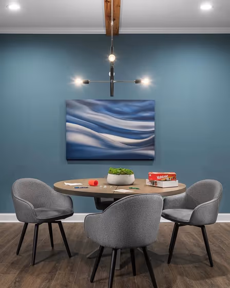 Dark blue interior Sherwin Williams Refuge