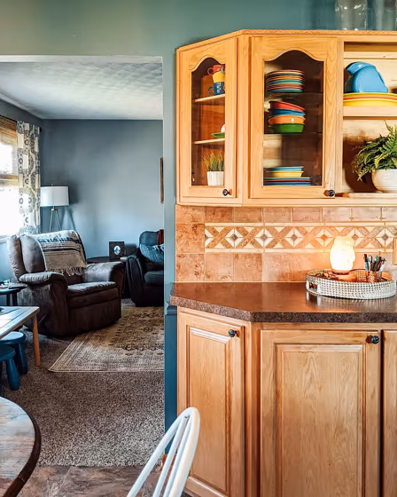 Dark blue kitchen idea Sherwin WIlliams Refuge