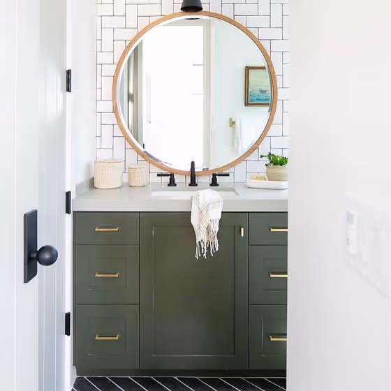 Sherwin Williams Ripe Olive Bathroom Cabinets