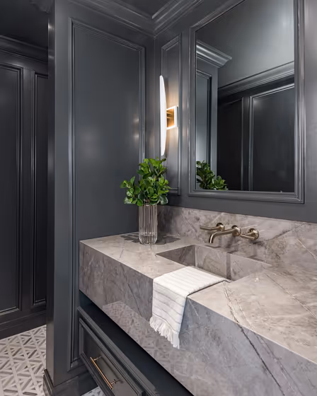 Sherwin Williams Rock Bottom bathroom