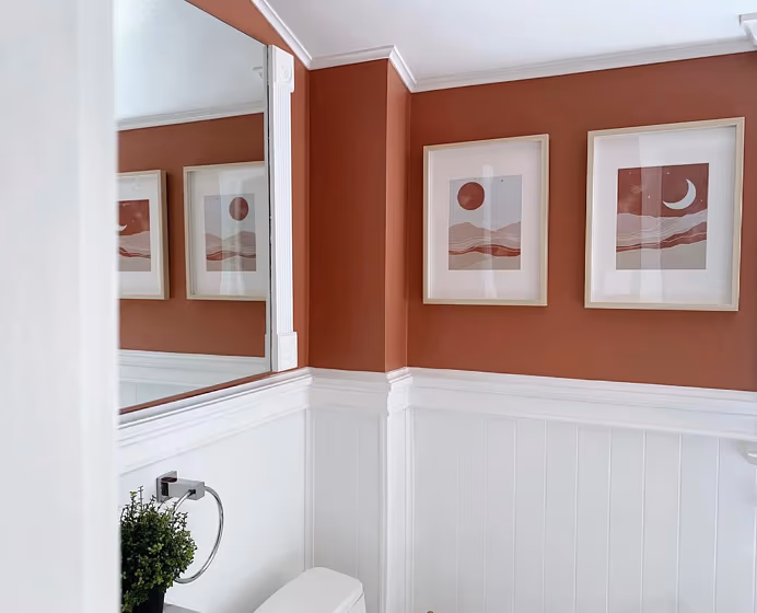 Sherwin Williams Rojo Dust Bathroom