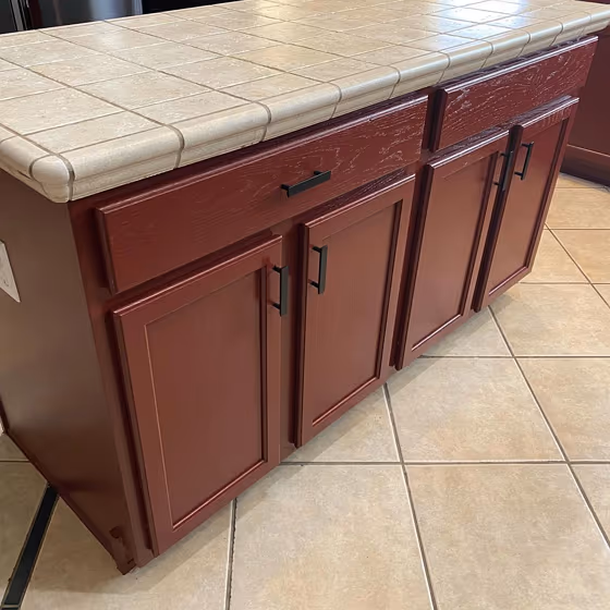 Sw rookwood red painted cabinets