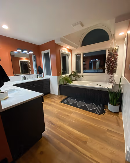 Sherwin Williams Roycroft Adobe bathroom