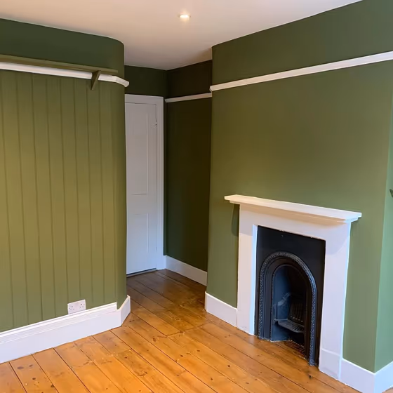 Bedroom make over with panelling and Sap Green