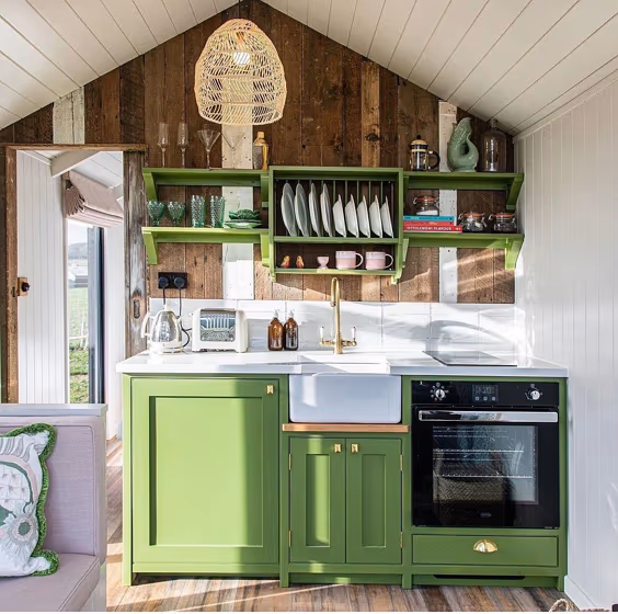 Farrow and Ball Sap Green 56 kitchen cabinets