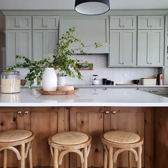 Sensible Hue kitchen cabinets