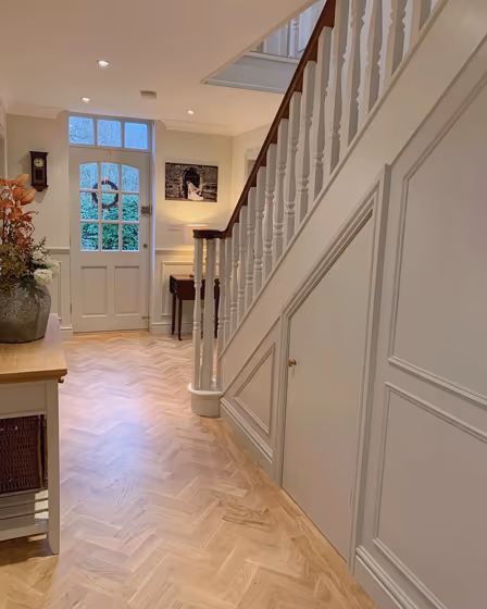 Farrow and Ball Shaded White 201 stairs