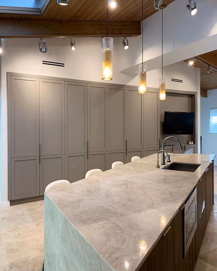 Grey kitchen cabinets Sherwin Williams Dovetail review