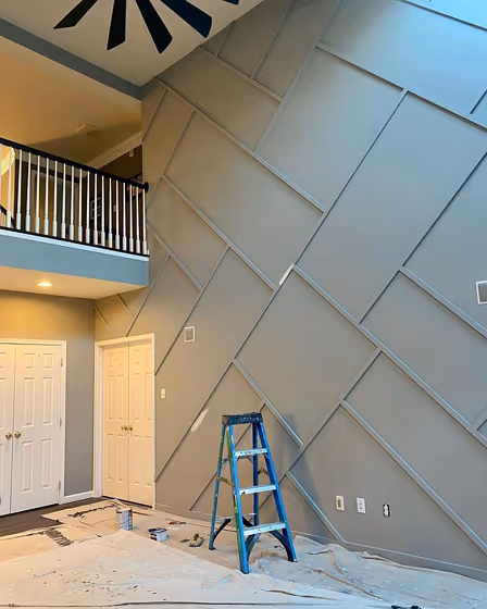 Gray panelling wall Sherwin Williams Gray Matters