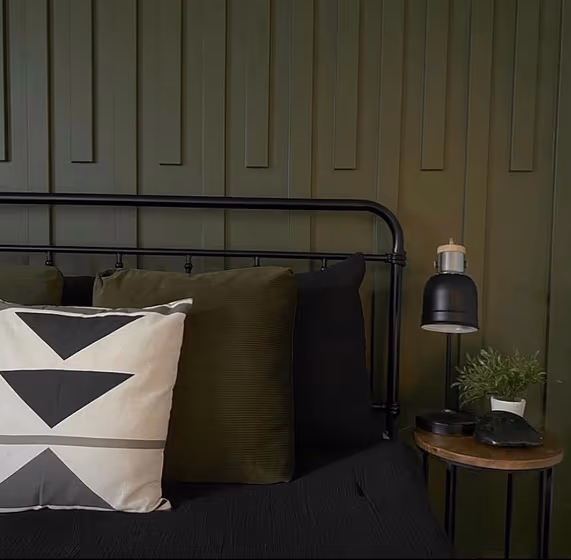 Green accent wall Sherwin Williams Secret Garden review