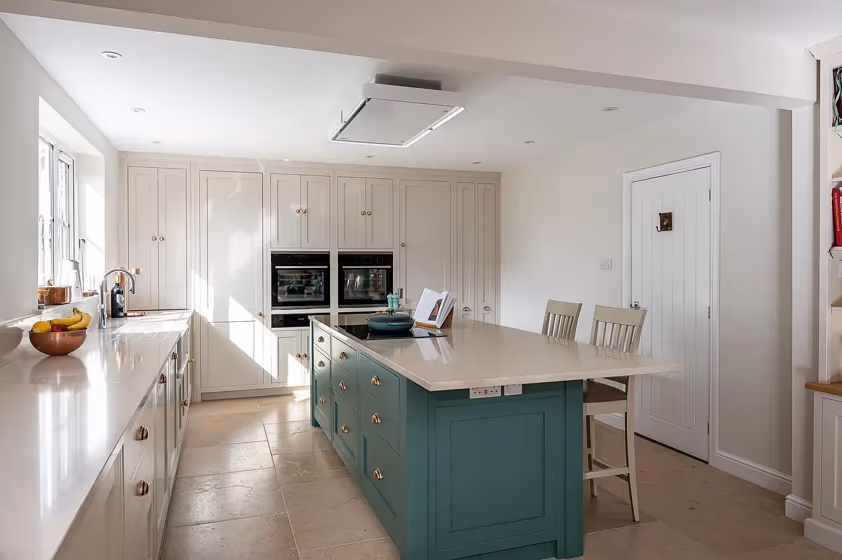 Little Greene Slaked Lime Mid 149 kitchen cabinets