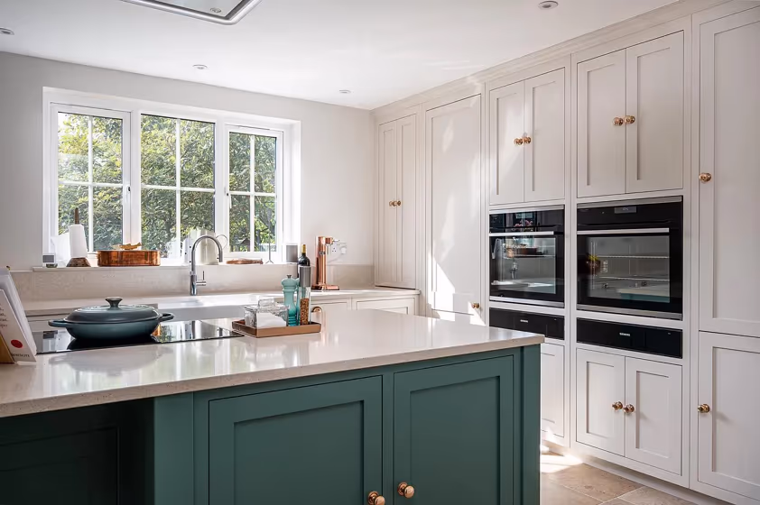 Little Greene Slaked Lime Mid 149 kitchen cabinets