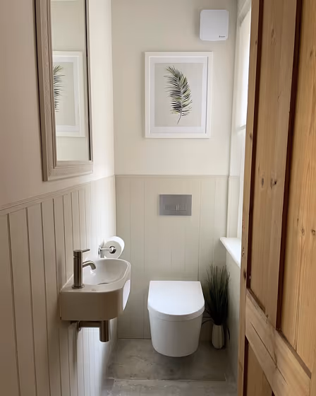 Little Greene Slaked Lime Mid 149 bathroom