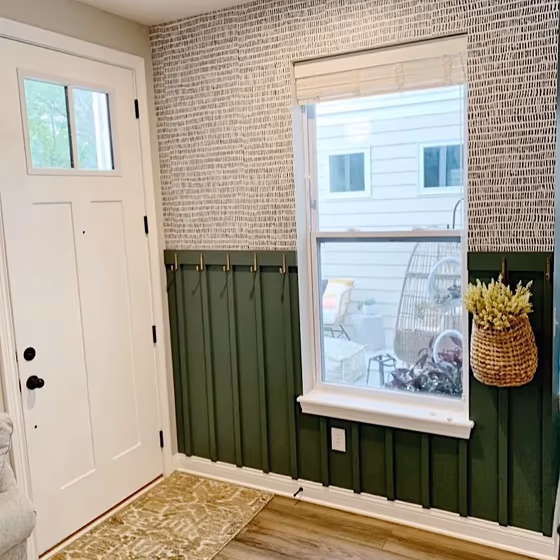 Sherwin Williams Succulent hallway wall panelling