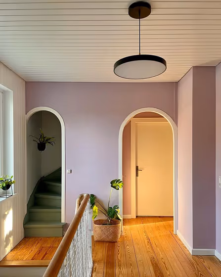Arch in interior with color Sugared Almond Farrow and Ball