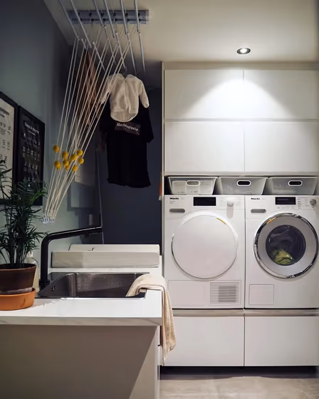 Jotun Tender Green laundry room paint