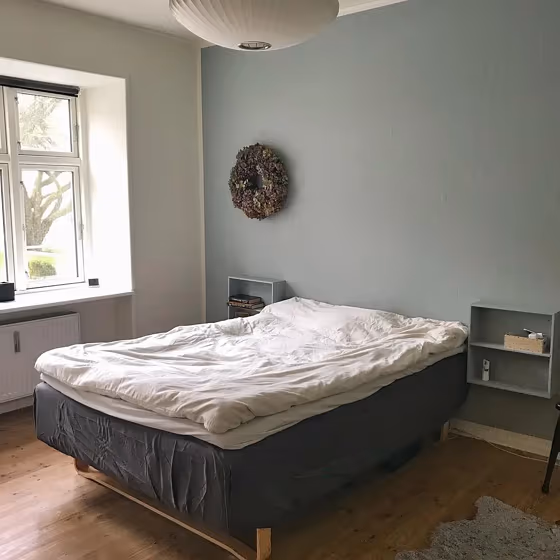 Jotun Tender Green bedroom accent wall