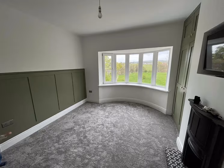 Farrow and Ball Treron living room fireplace makeover