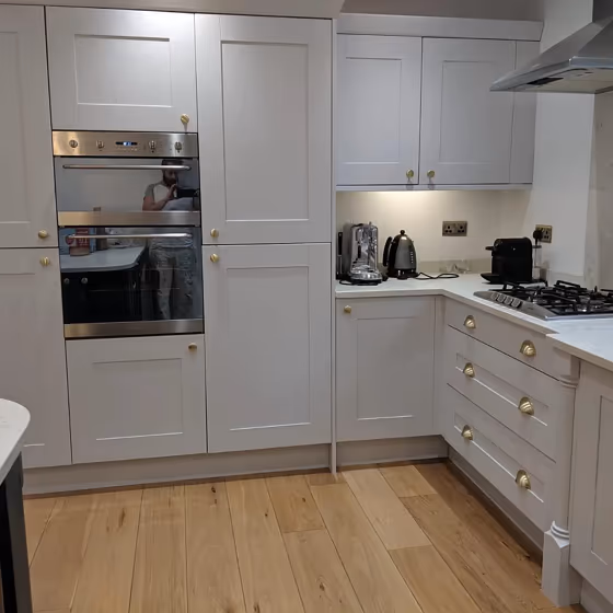 Valspar Gray Morn kitchen cabinets paint