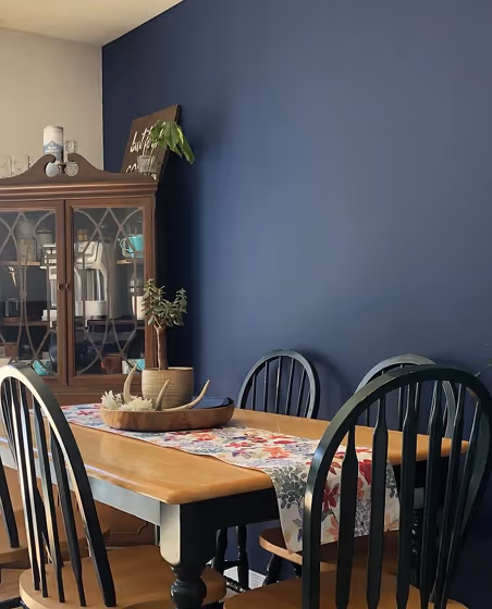 Dark blue accent wall Behr Very Navy review