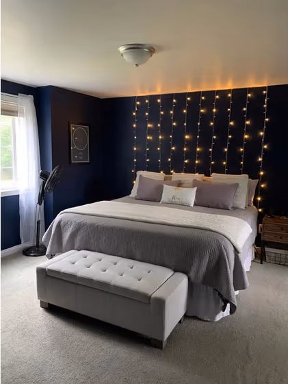 Dark blue bedroom Behr Very Navy