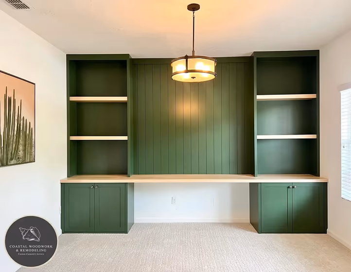 SW Vogue Green painted cabinets