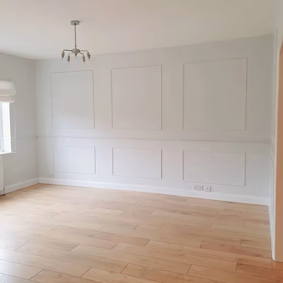 White walls panelling with Farrow and Ball Wevet