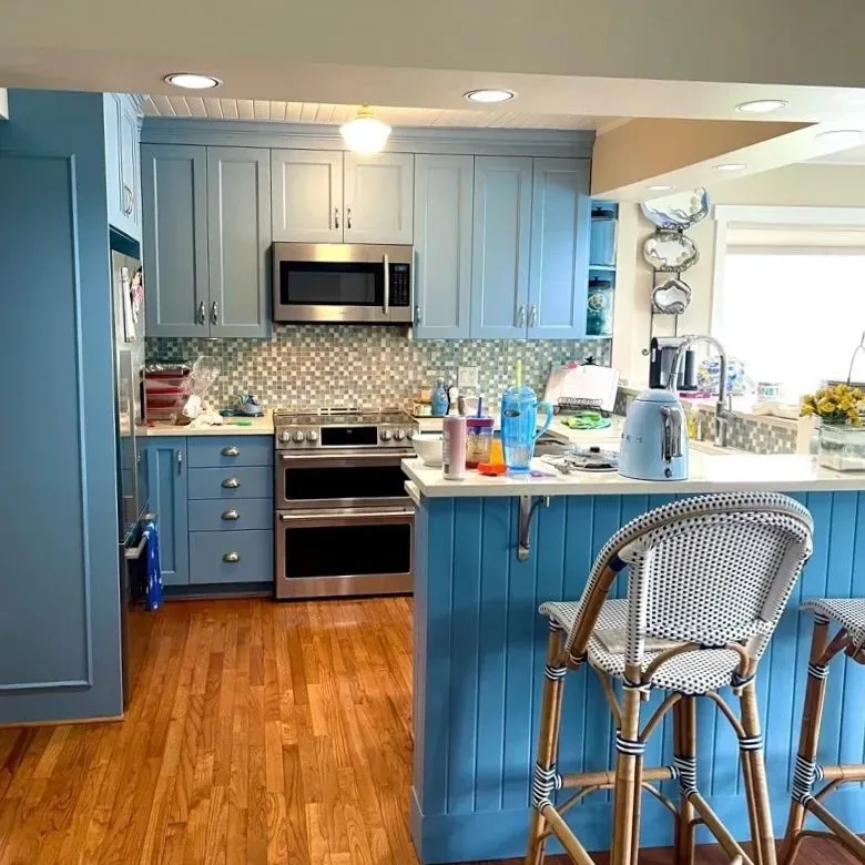 SW 7608 kitchen cabinets color