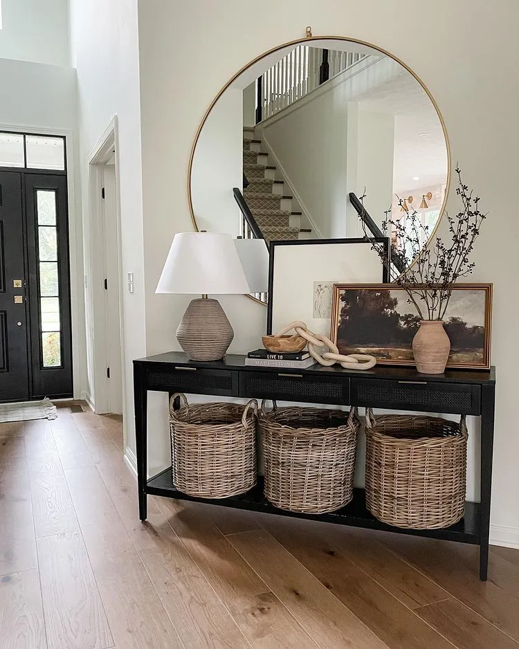 Entryway decoration with console table and Alabaster white color