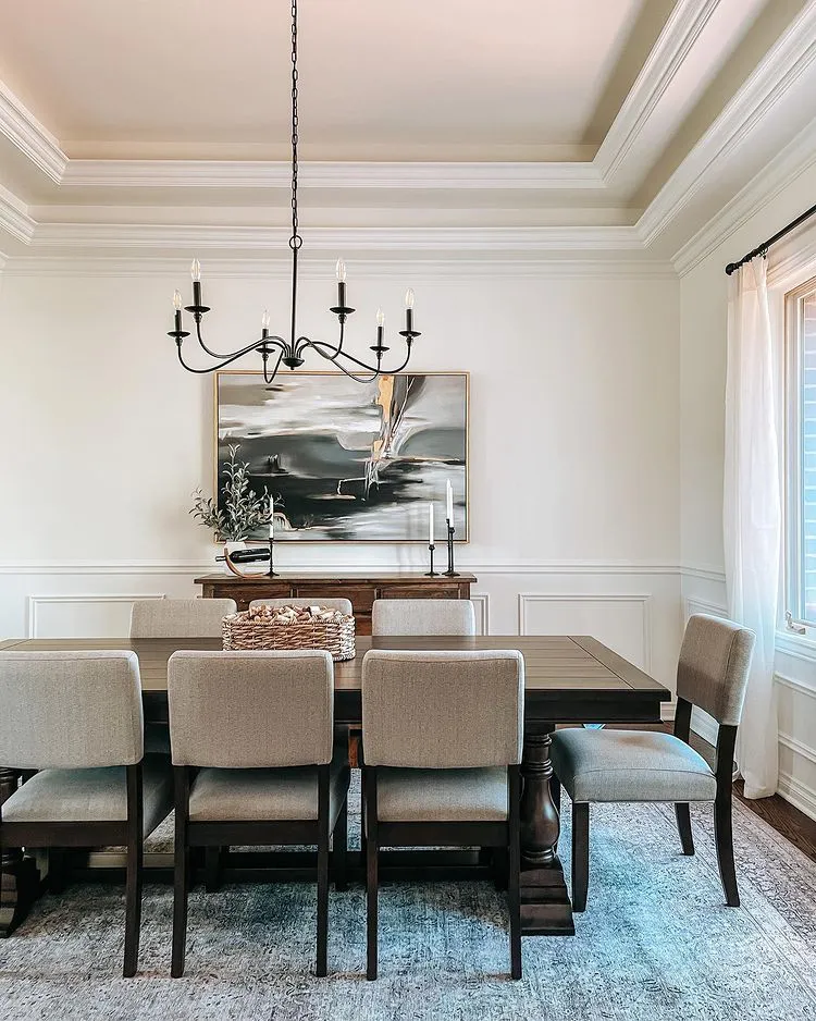 Dining room interios with white paint Alabaster