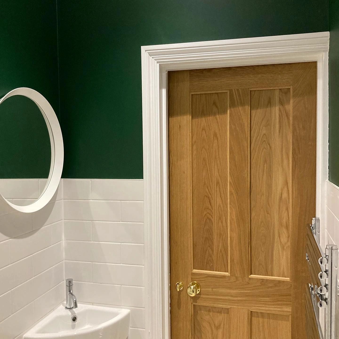 Scandi bathroom painted Little Green Puck