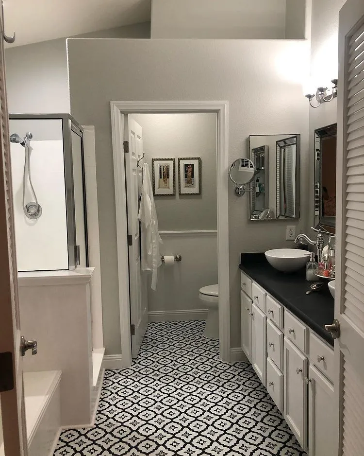Bathroom grey interior Sherwin Williams Silverpointe review
