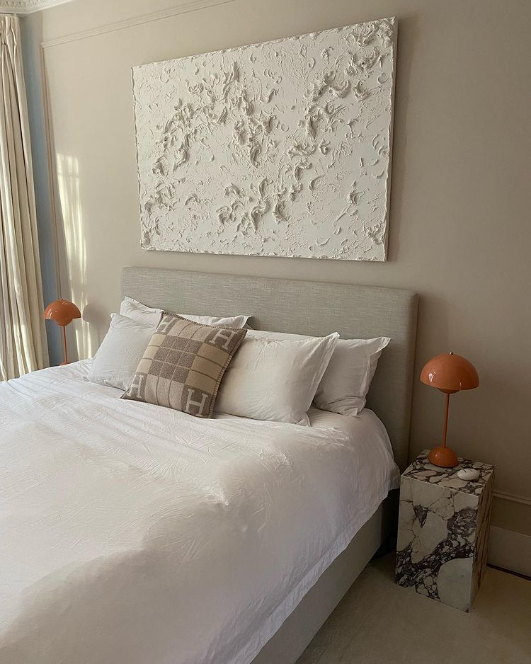 Stunning bedroom with Farrow and Ball Skimming Stone