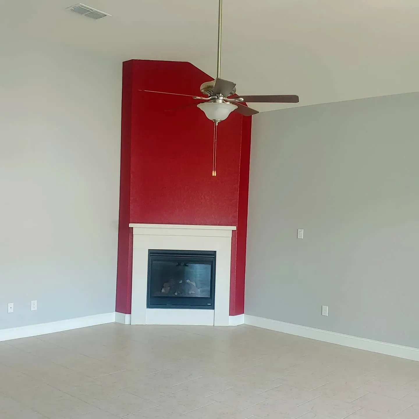 Behr Dark Crimson living room fireplace color