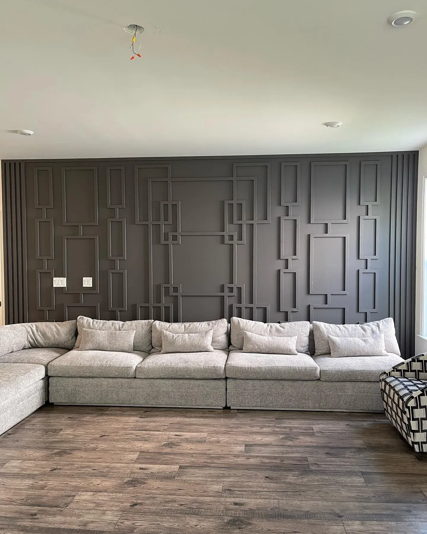 Behr Iron Mountain accent wall panelling 