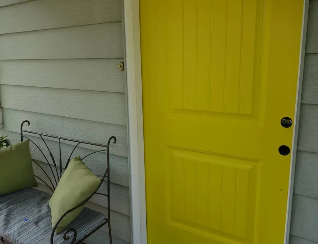 Behr Unmellow Yellow front door color