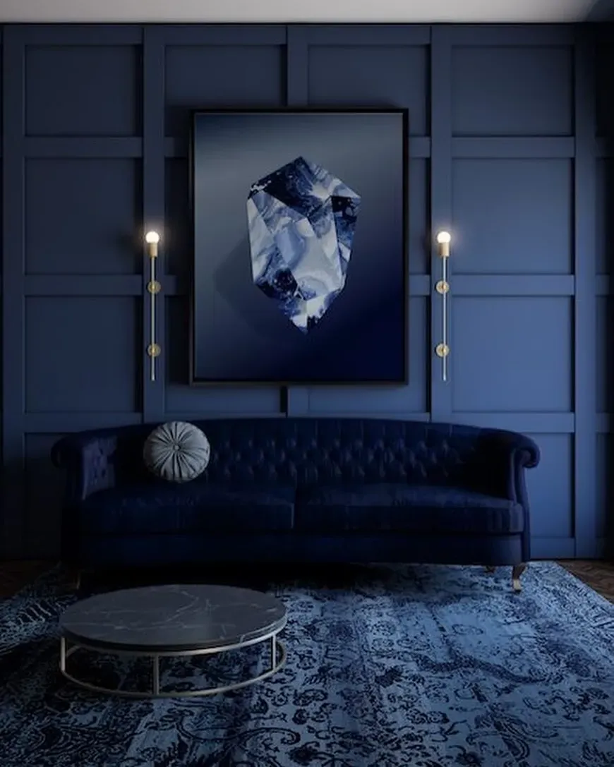 Blue Nova living room interior idea
