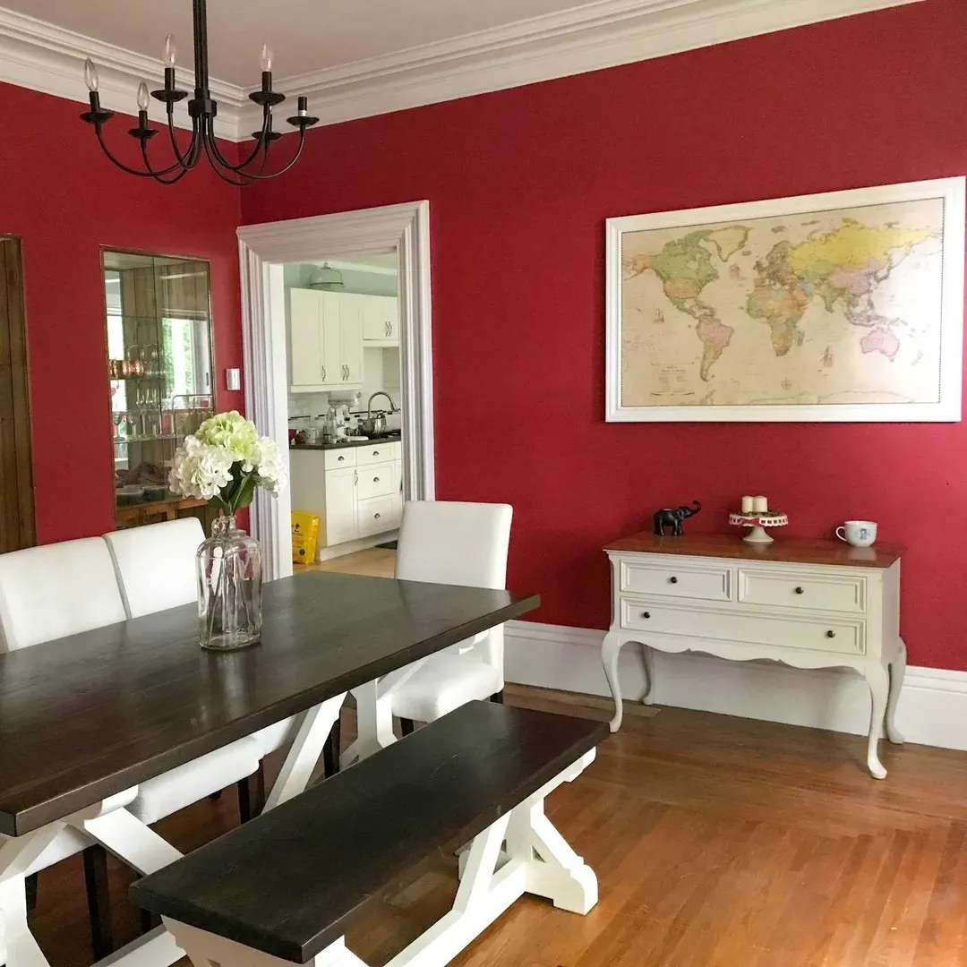 Burnt Peanut Red victorian living room interior