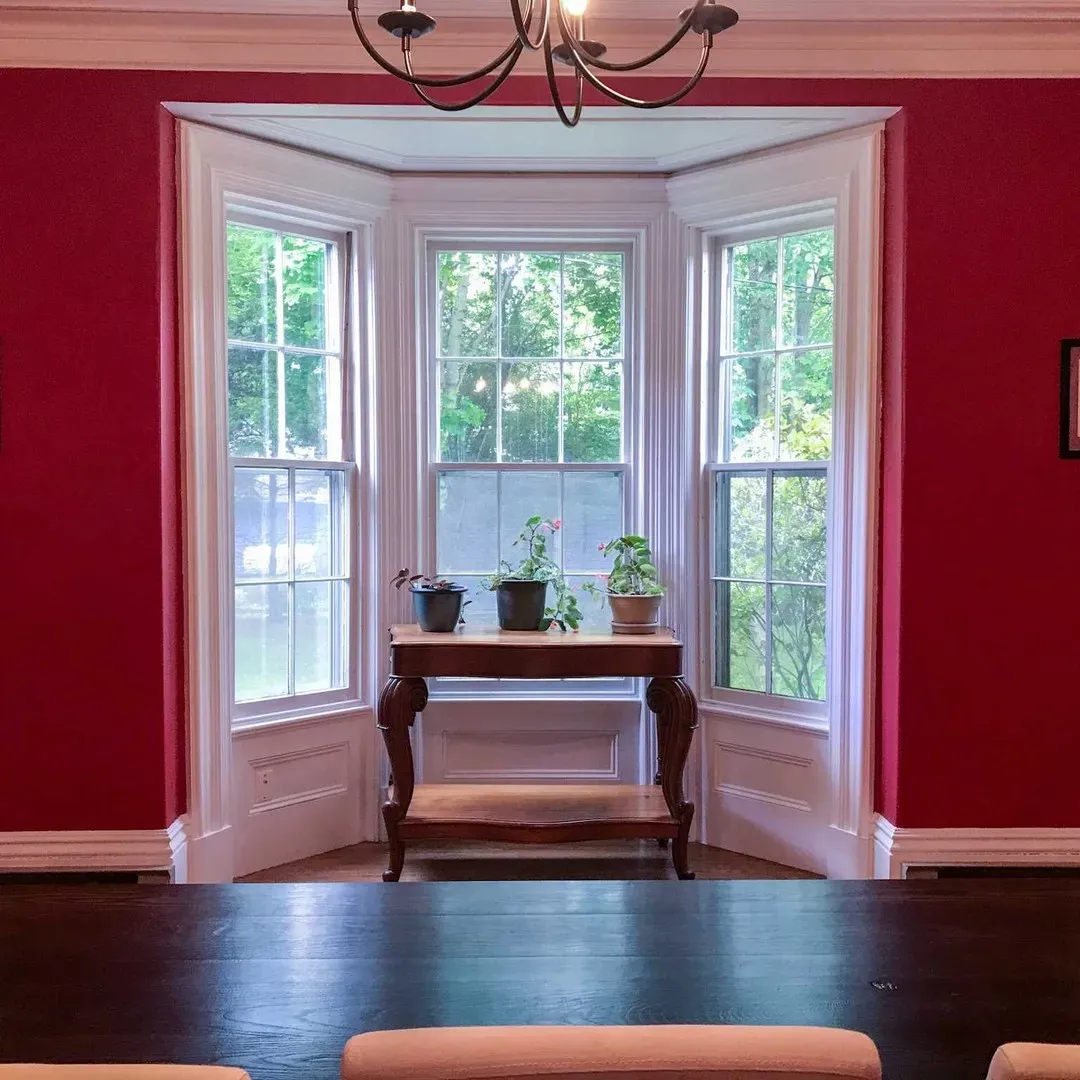 Burnt Peanut Red victorian living room 