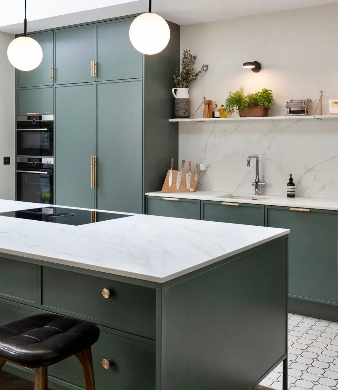 Caldwell Green Kitchen Cabinets