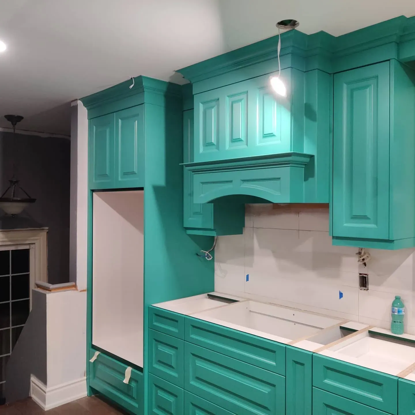 Captivating Teal kitchen cabinets color