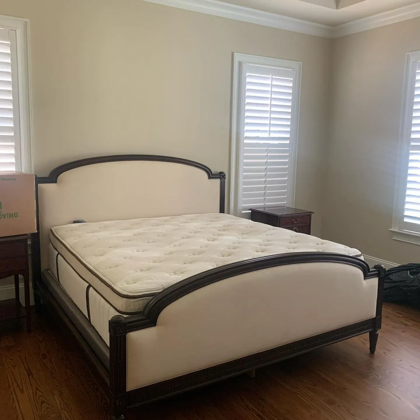 Benjamin Moore Carrington Beige bedroom interior