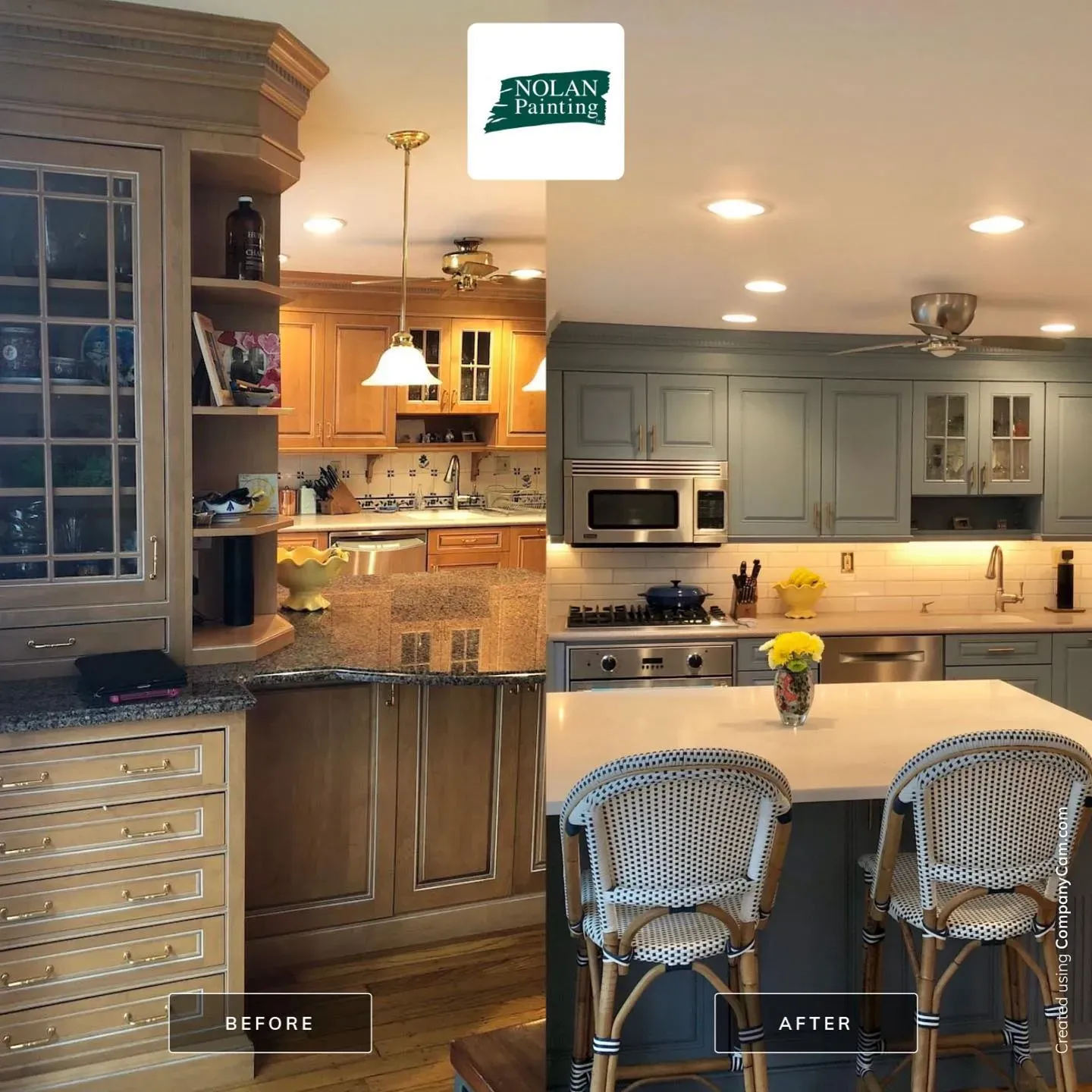 Benjamin Moore Chiswell Blue kitchen cabinets review