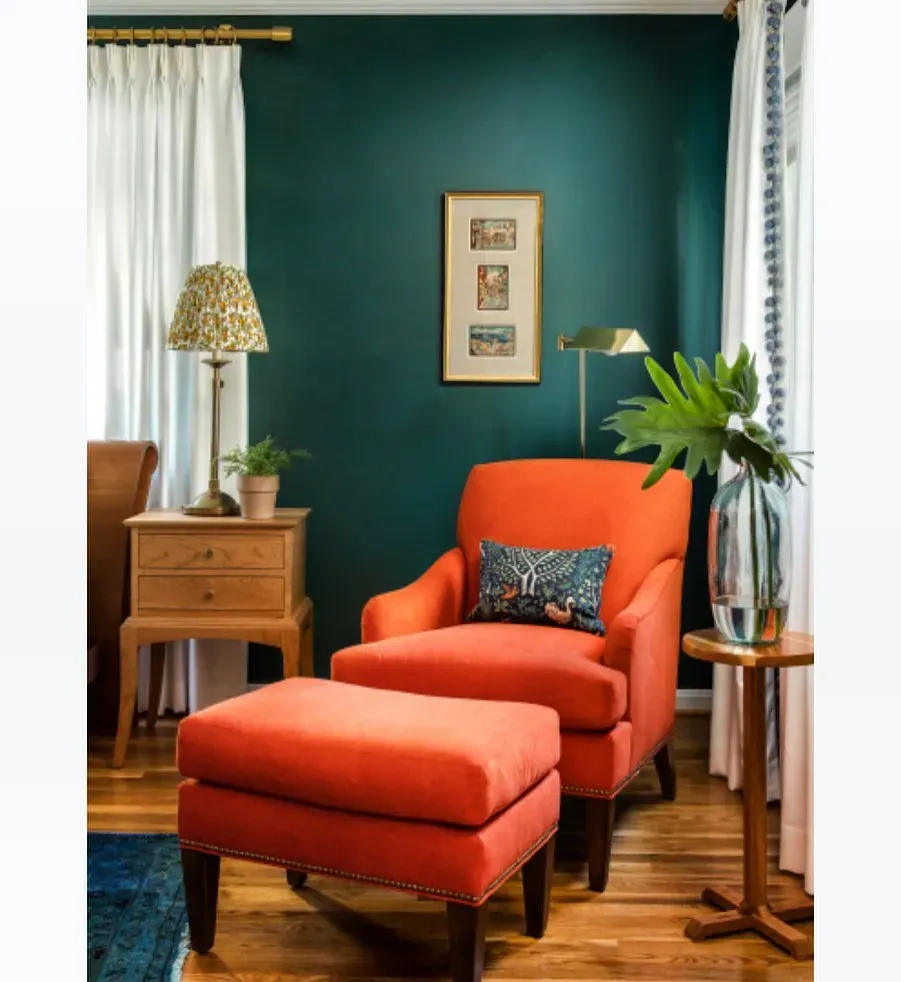 Benjamin Moore Dark Teal living room interior